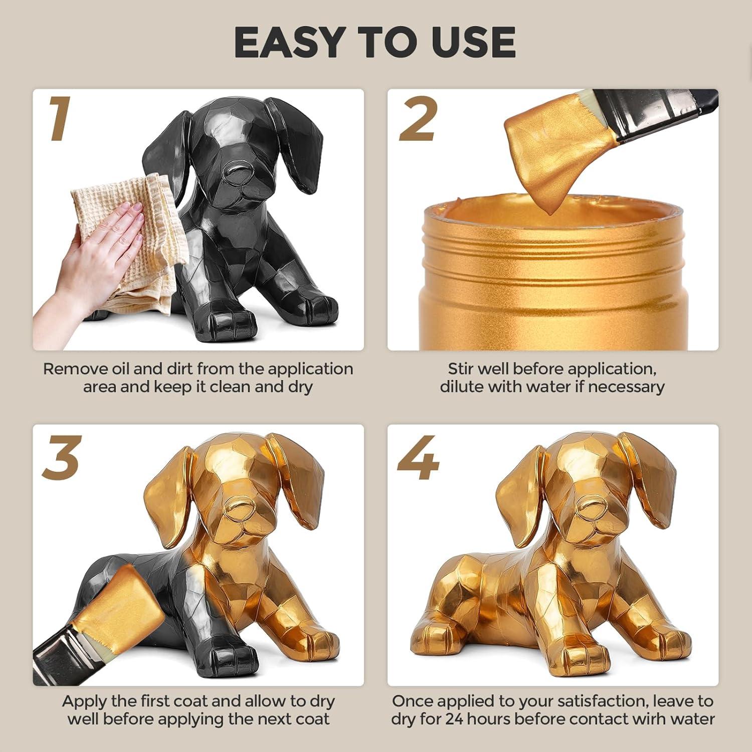 Pintura Acrílica Metálica Dorada Nicpro 1000ml Secado Rápido