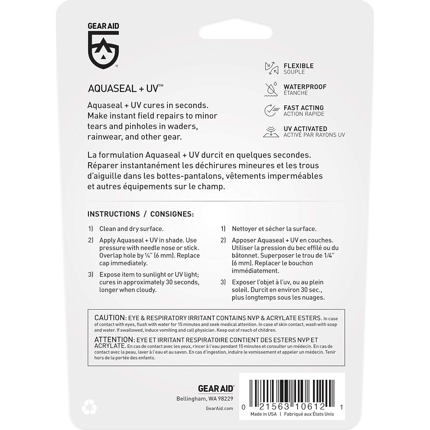 Adhesivo de Reparación GEAR AID Aquaseal UV 7.1 g - Impermeable