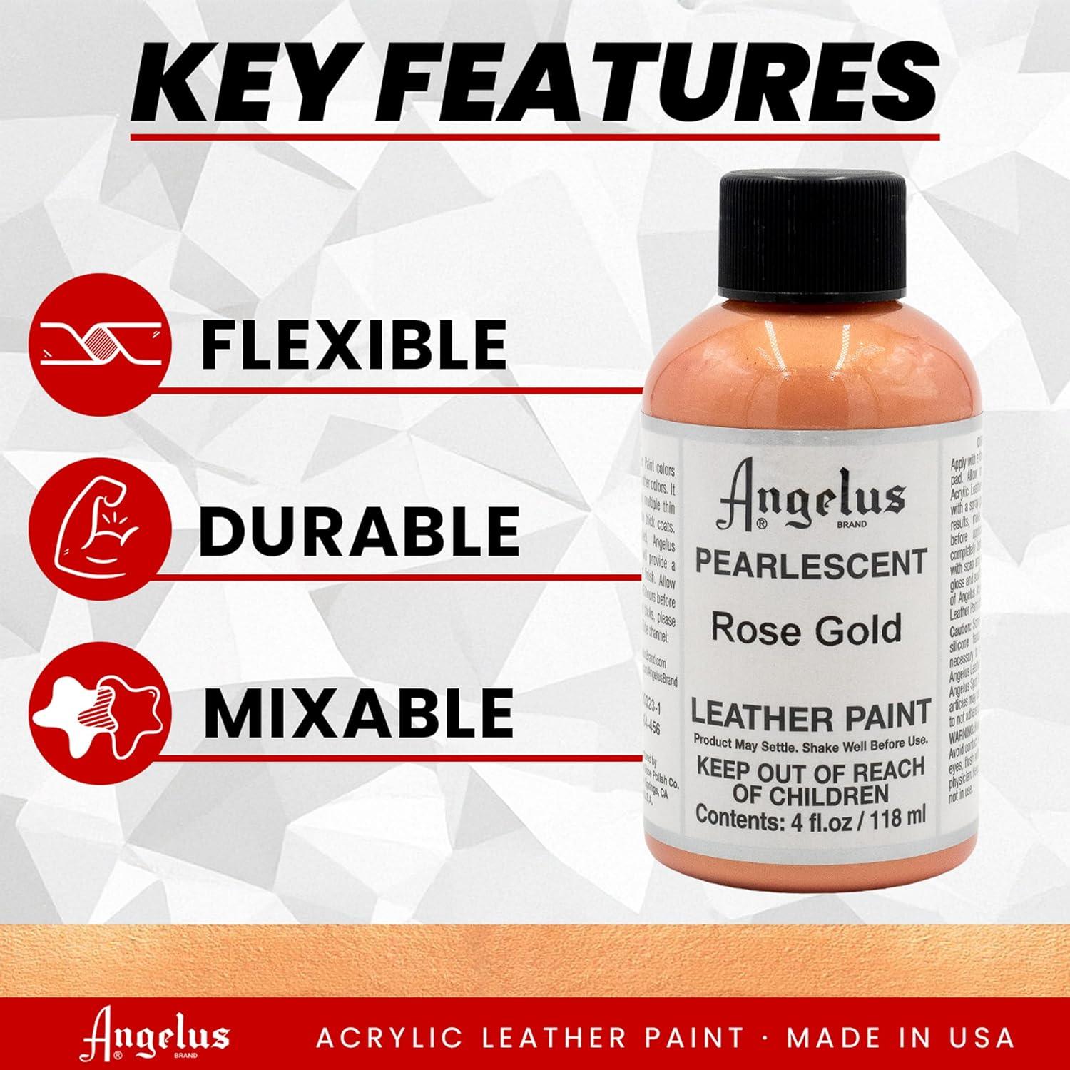 Pintura para Cuero Angelus 118 ml Oro Rosa - Acabado Brillante