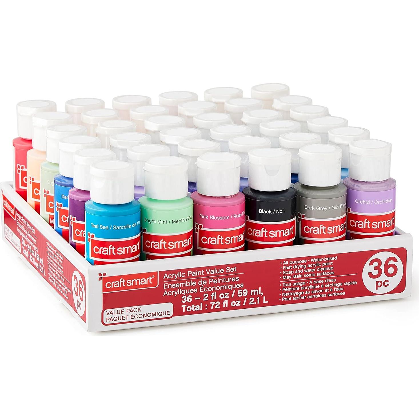 Juego de Pintura Acrílica Craft Smart 36 Piezas No Tóxicas