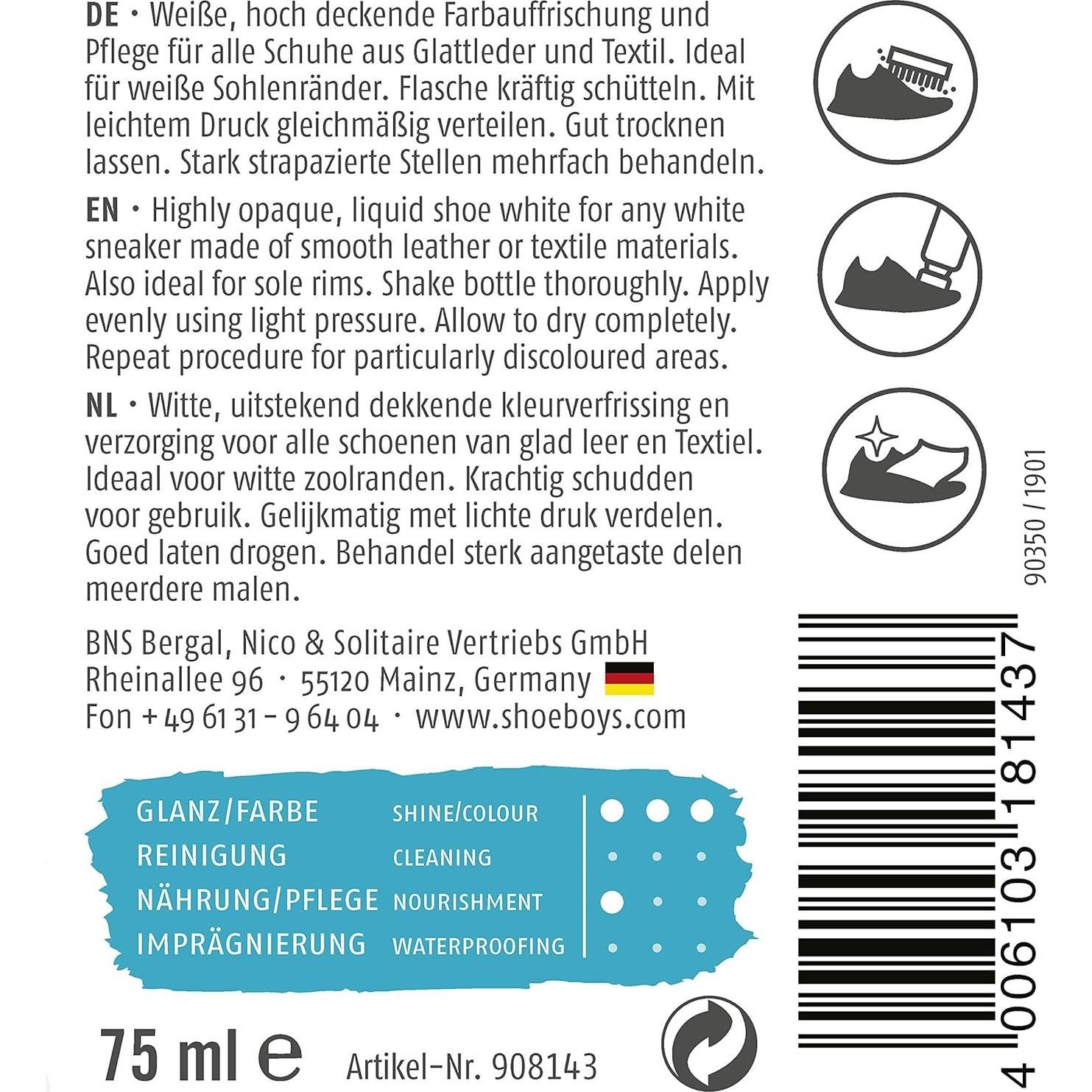 Sneaker Blanco 75ml Shoeboy's - Restaurador para Zapatillas