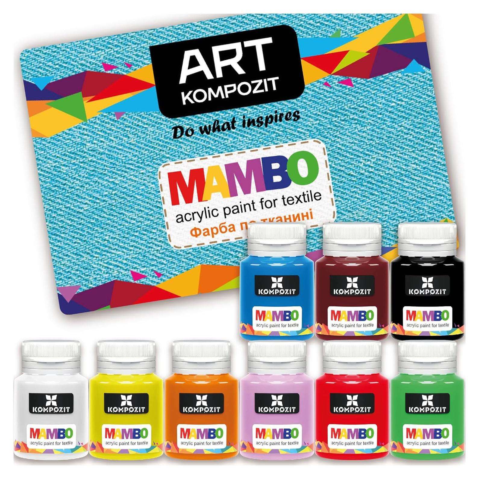 Juego de Pintura Acrílica para Tela Mambo KOMPOZIT 9 Colores 20 ml