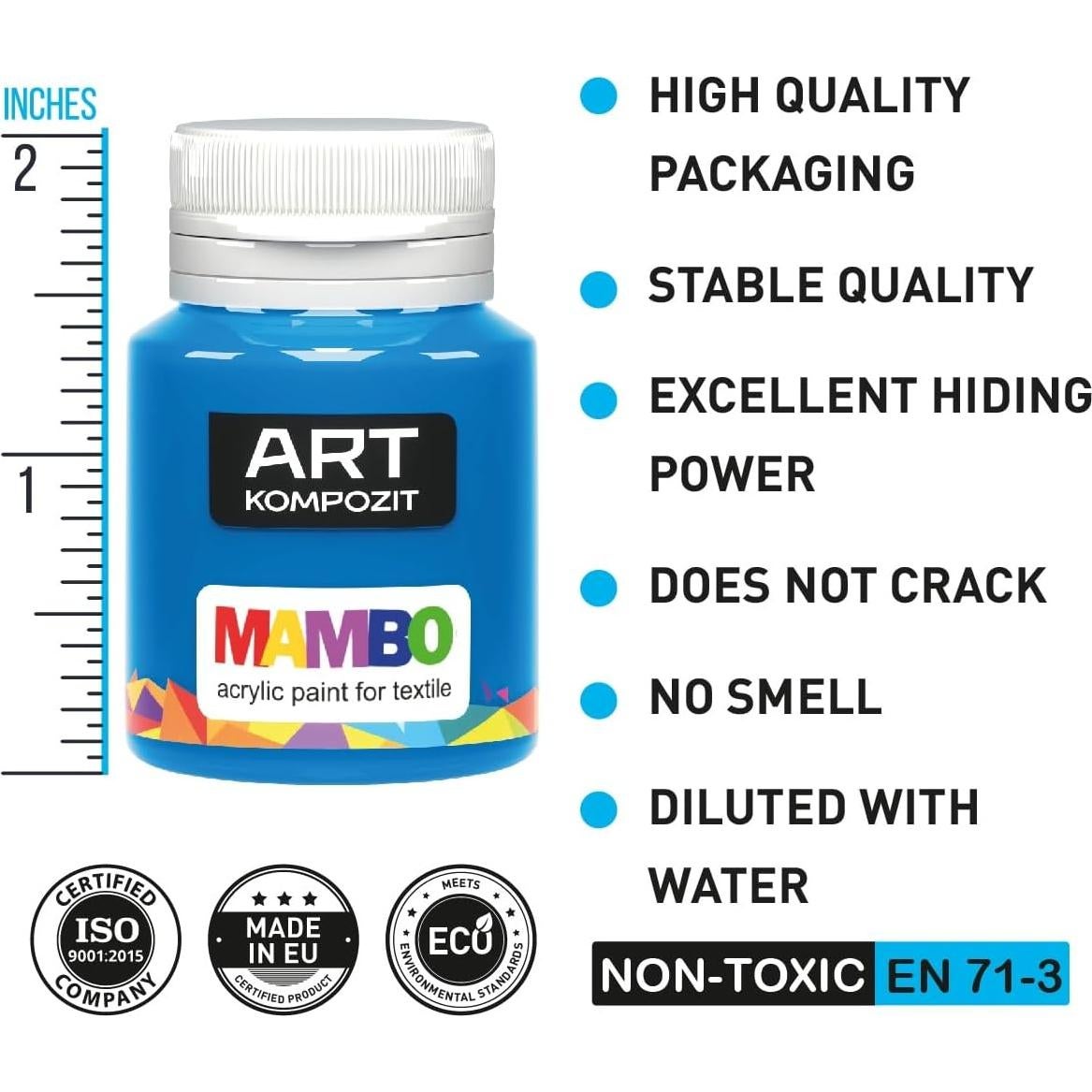 Juego de Pintura Acrílica para Tela Mambo KOMPOZIT 9 Colores 20 ml