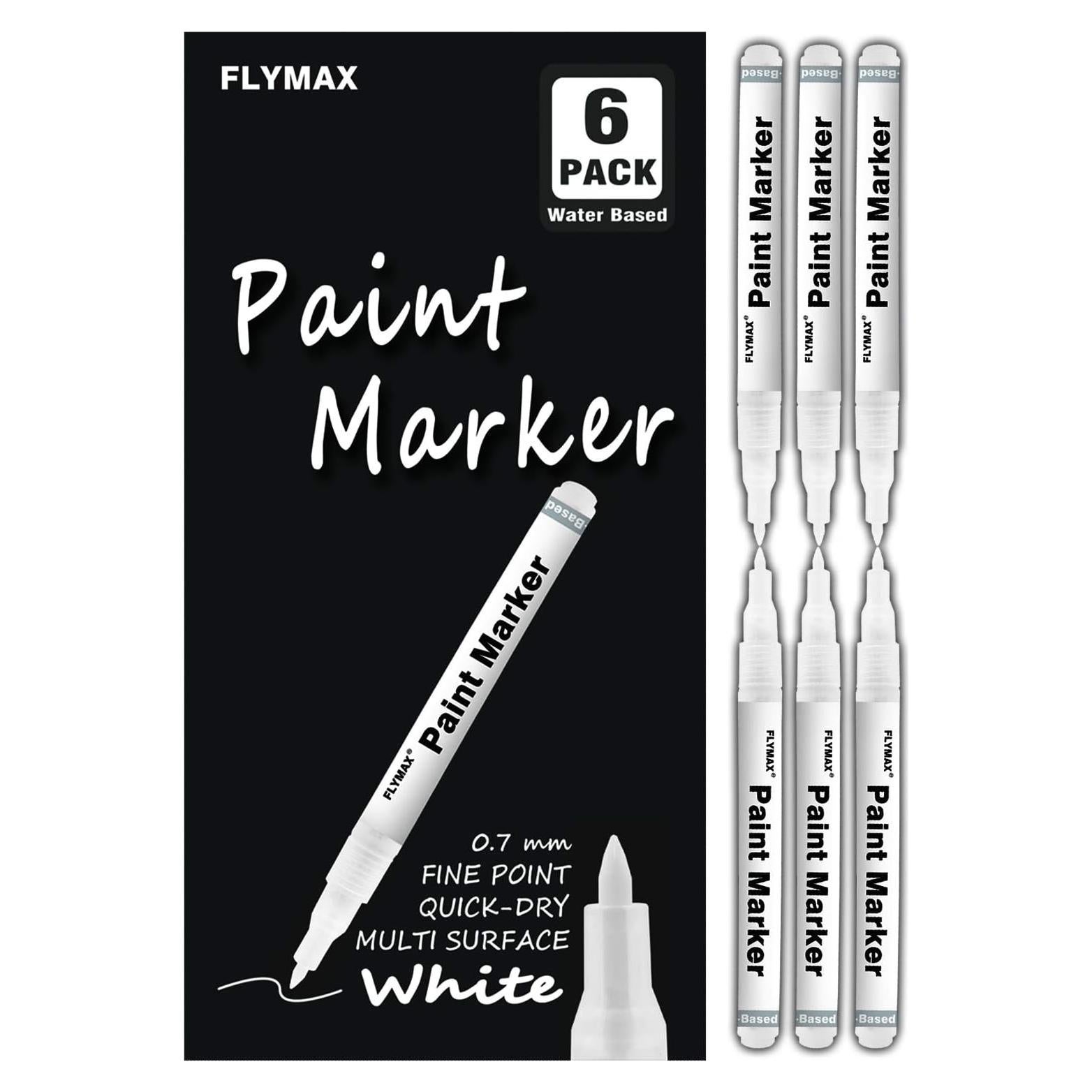 Bolígrafo de Pintura Acrílica Blanca FLYMAX 0.7mm Paquete 6