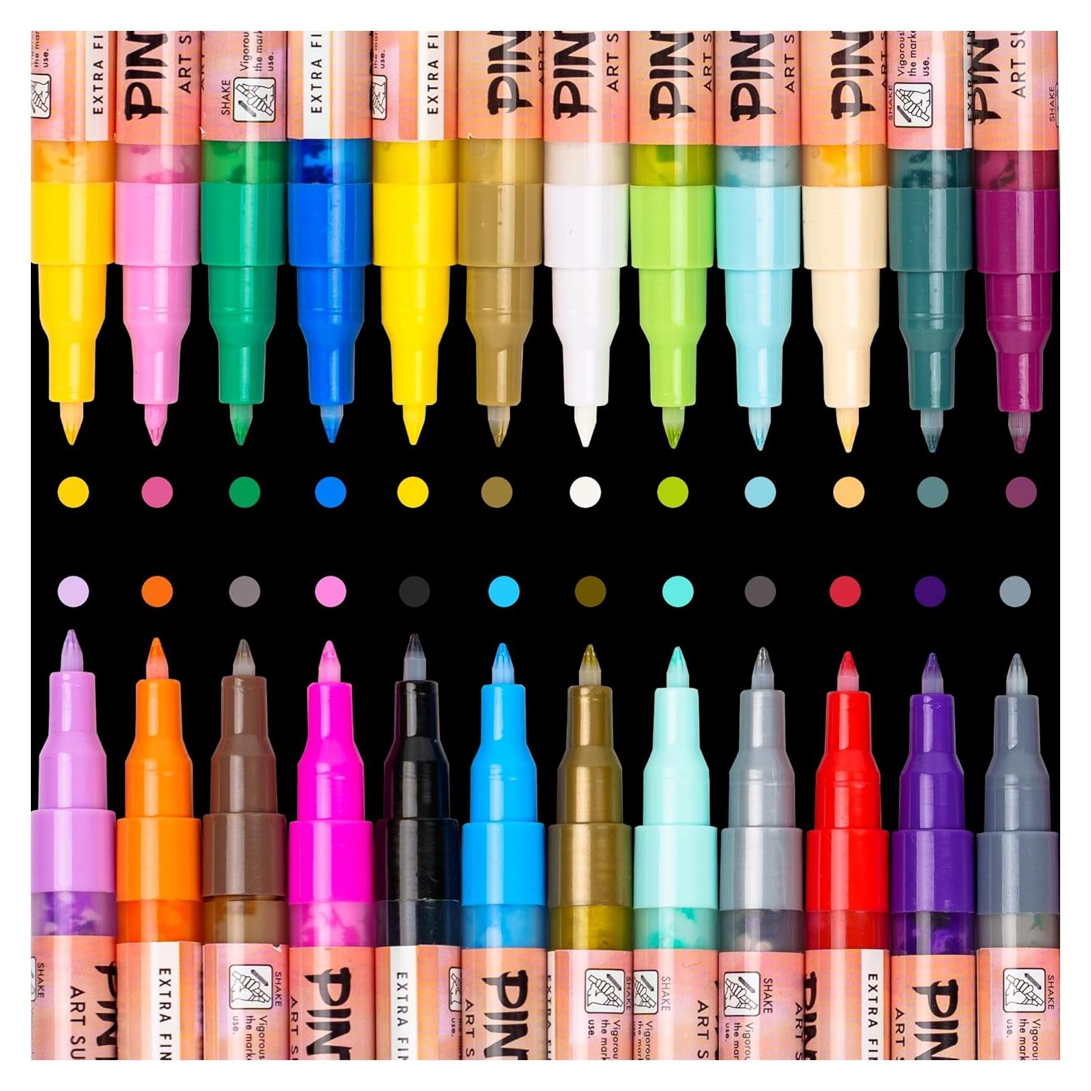 Marcadores de Pintura Acrílica PINTAR - Paquete de 24, Punta Extra Fina