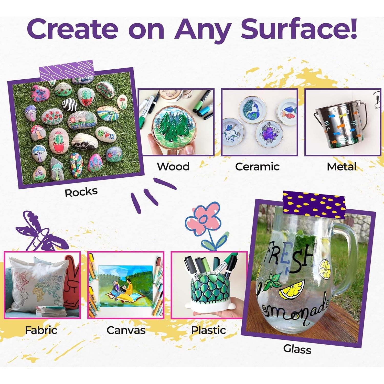 Marcadores de Pintura Acrílica PINTAR - Paquete de 24, Punta Extra Fina