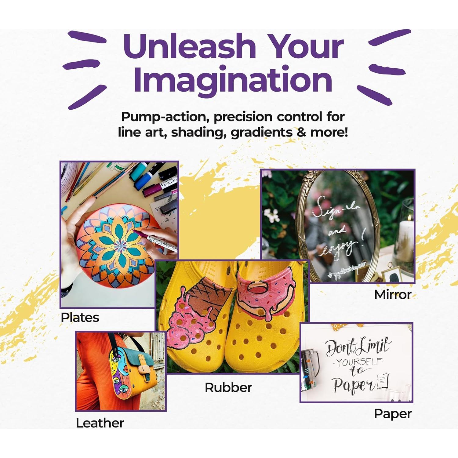 Marcadores de Pintura Acrílica PINTAR - Paquete de 24, Punta Extra Fina