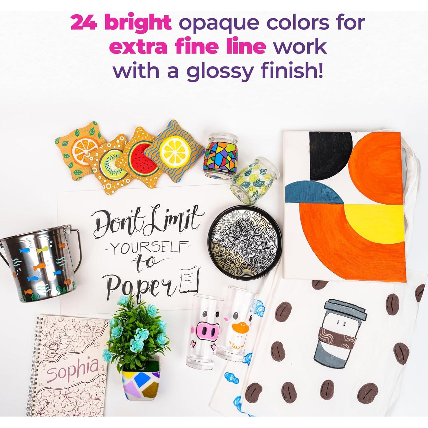 Marcadores de Pintura Acrílica PINTAR - Paquete de 24, Punta Extra Fina