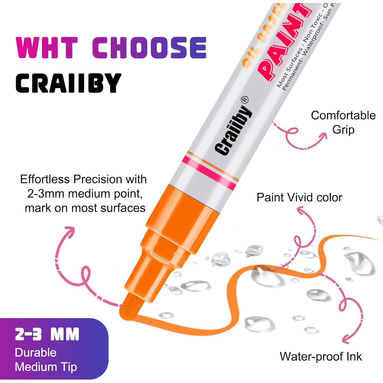 Marcadores de Pintura Craiiby Naranja 24 Unidades 2-3mm