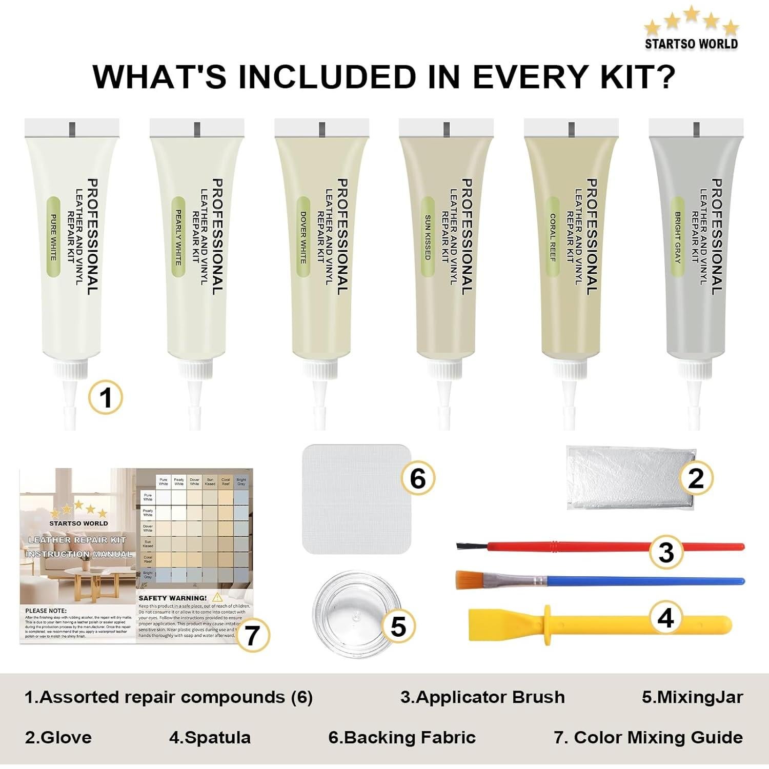 Kit de Reparación de Cuero STARTSO WORLD para Muebles y Autos