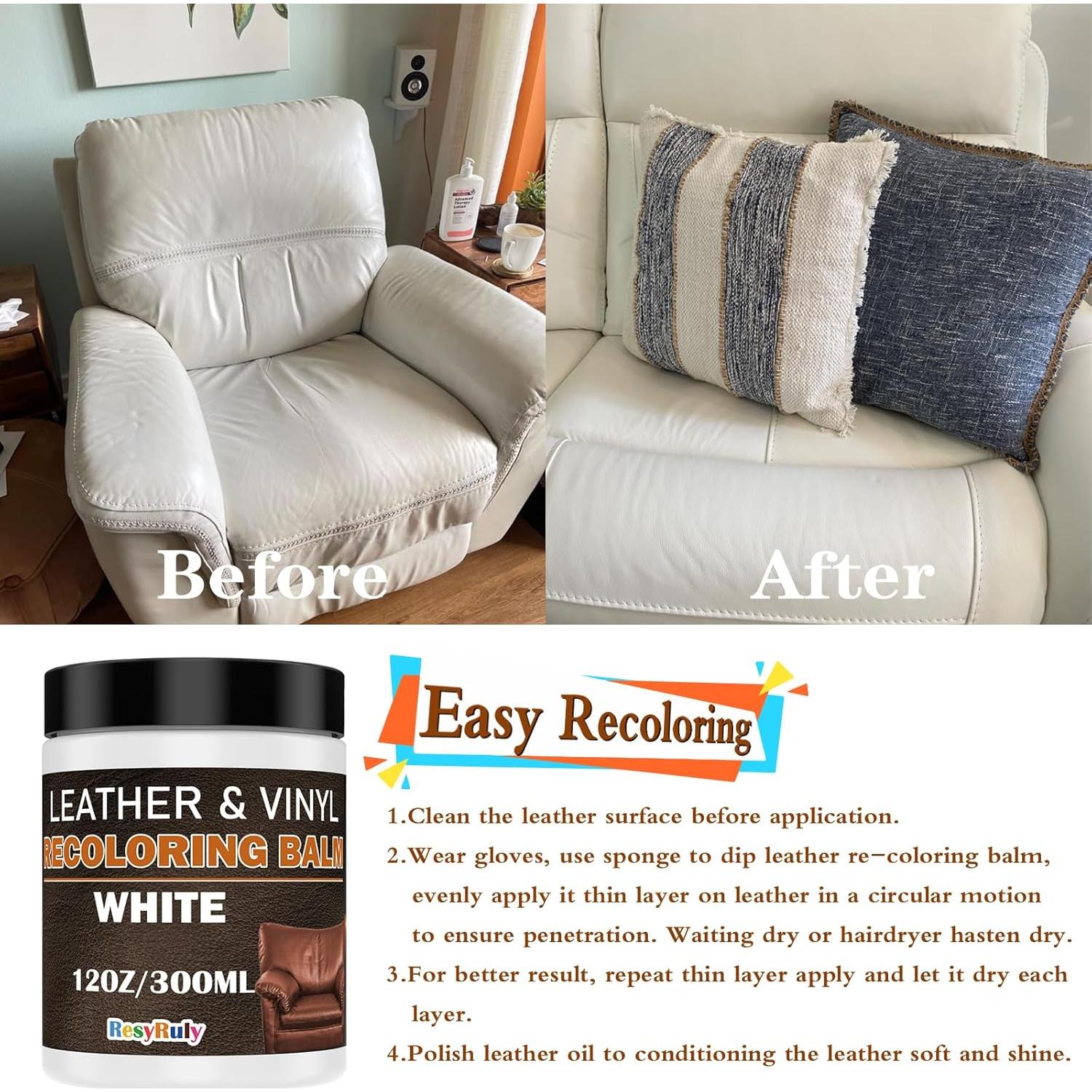 Kit de Reparación de Cuero Blanco Resyruly 351g Restaurador