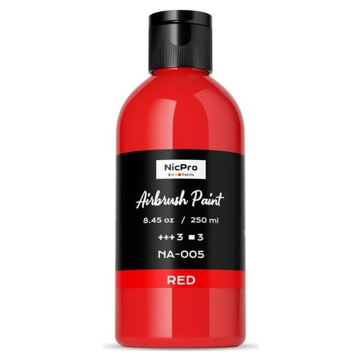Pintura de Aerógrafo Nicpro Roja 250 ml Acrílica Lista para Usar