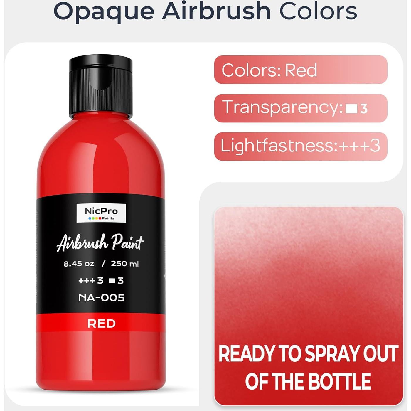 Pintura de Aerógrafo Nicpro Roja 250 ml Acrílica Lista para Usar