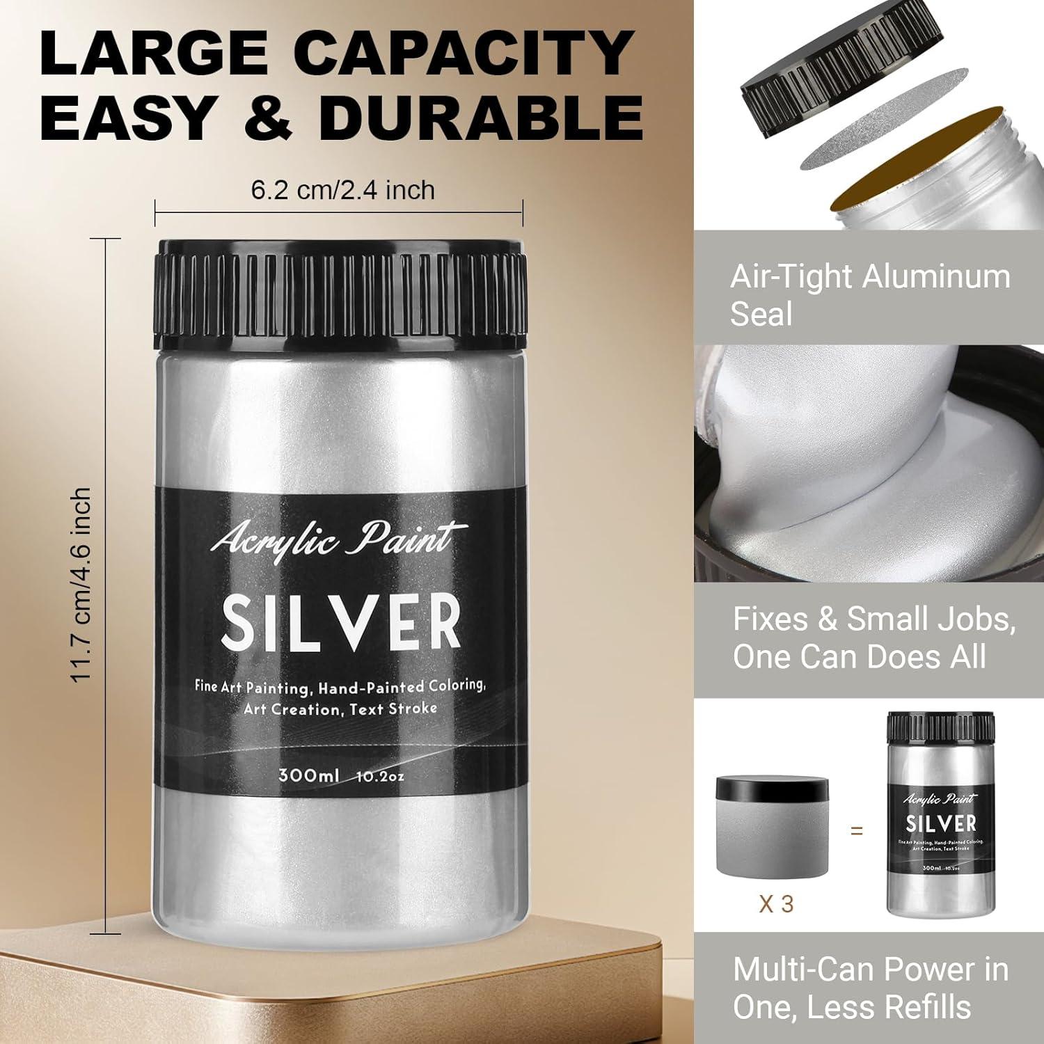 Pintura Acrílica Metálica Plateada Melispapa 300ml Impermeable