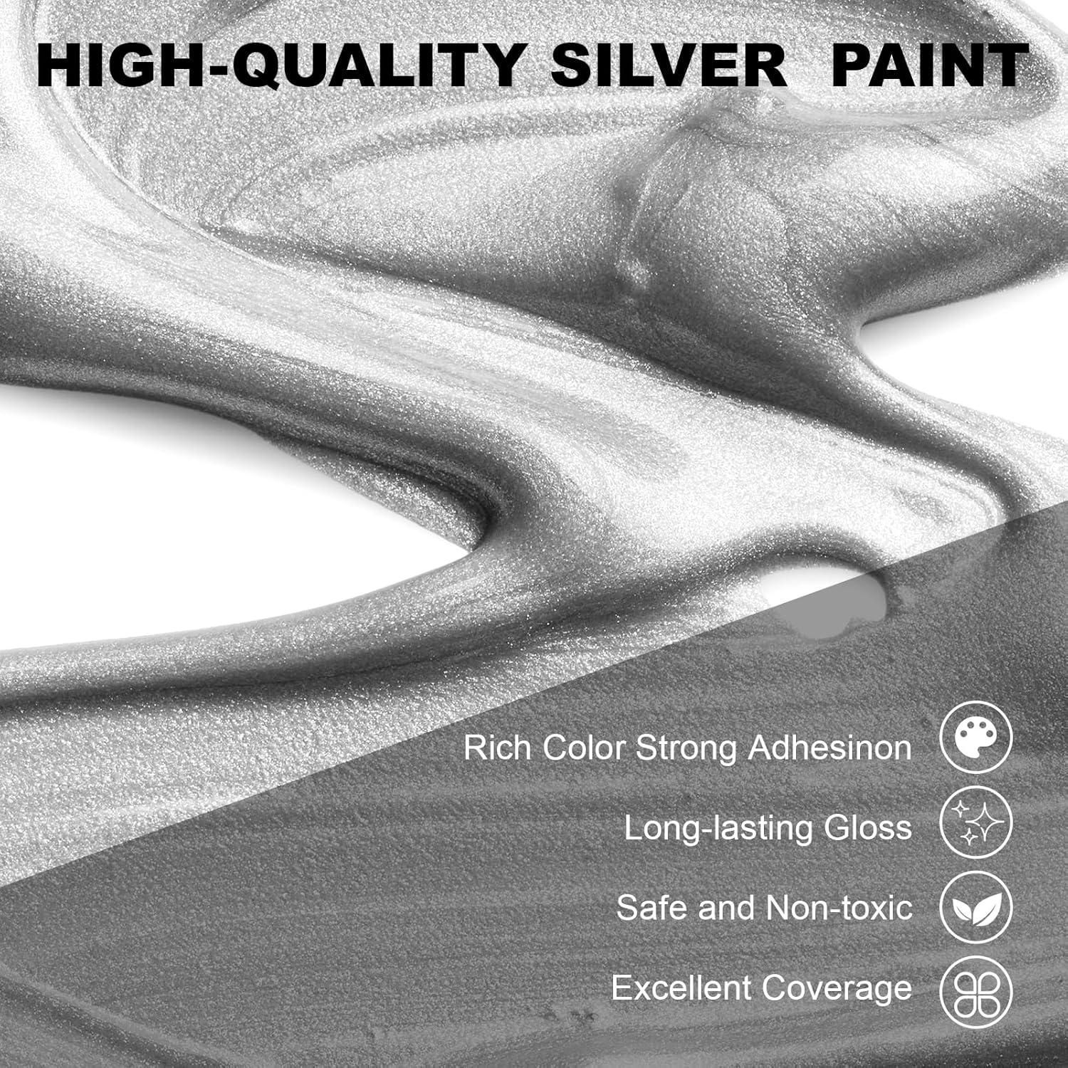 Pintura Acrílica Metálica Plateada Melispapa 300ml Impermeable