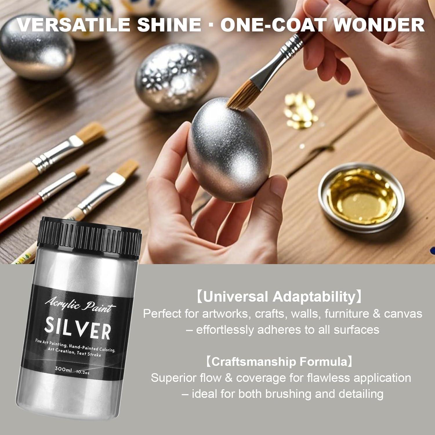 Pintura Acrílica Metálica Plateada Melispapa 300ml Impermeable