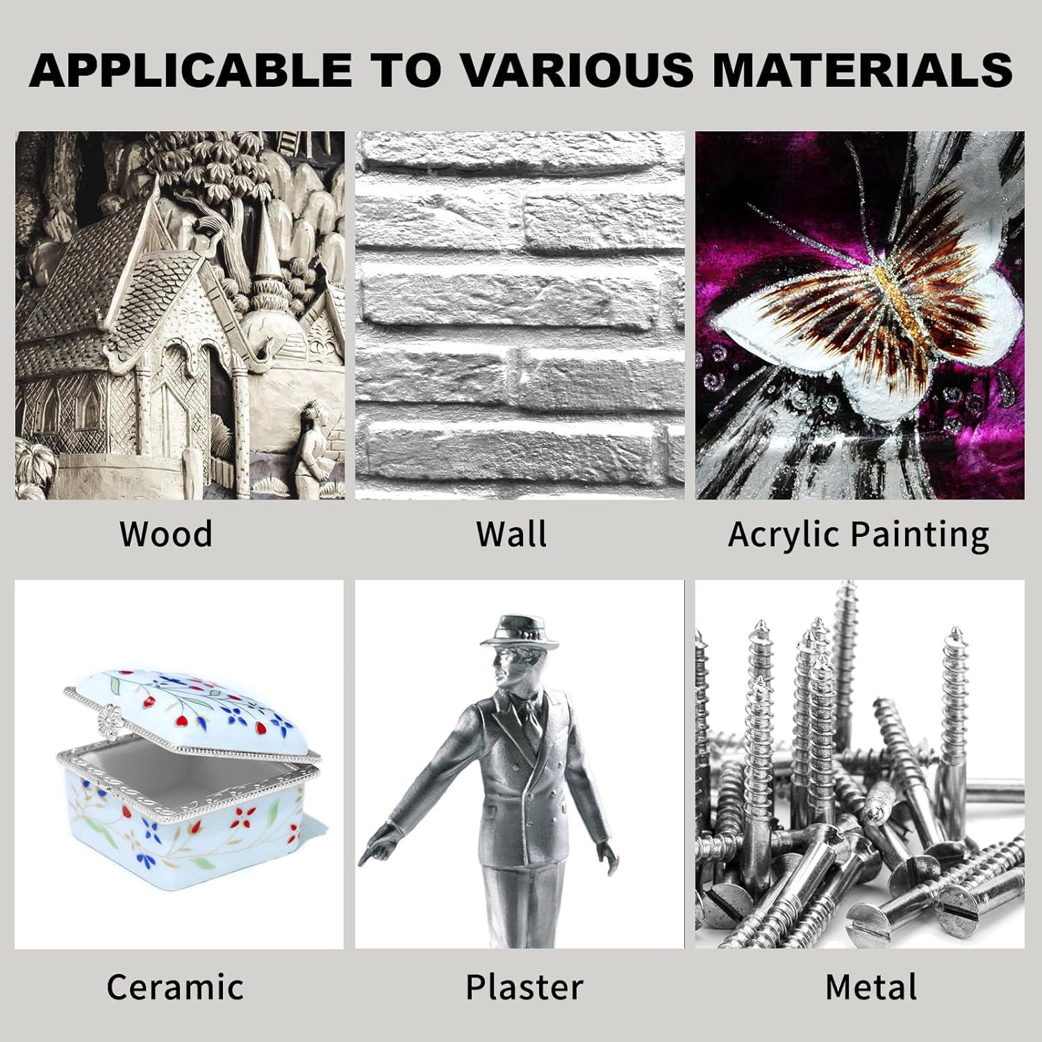 Pintura Acrílica Metálica Plateada Melispapa 300ml Impermeable