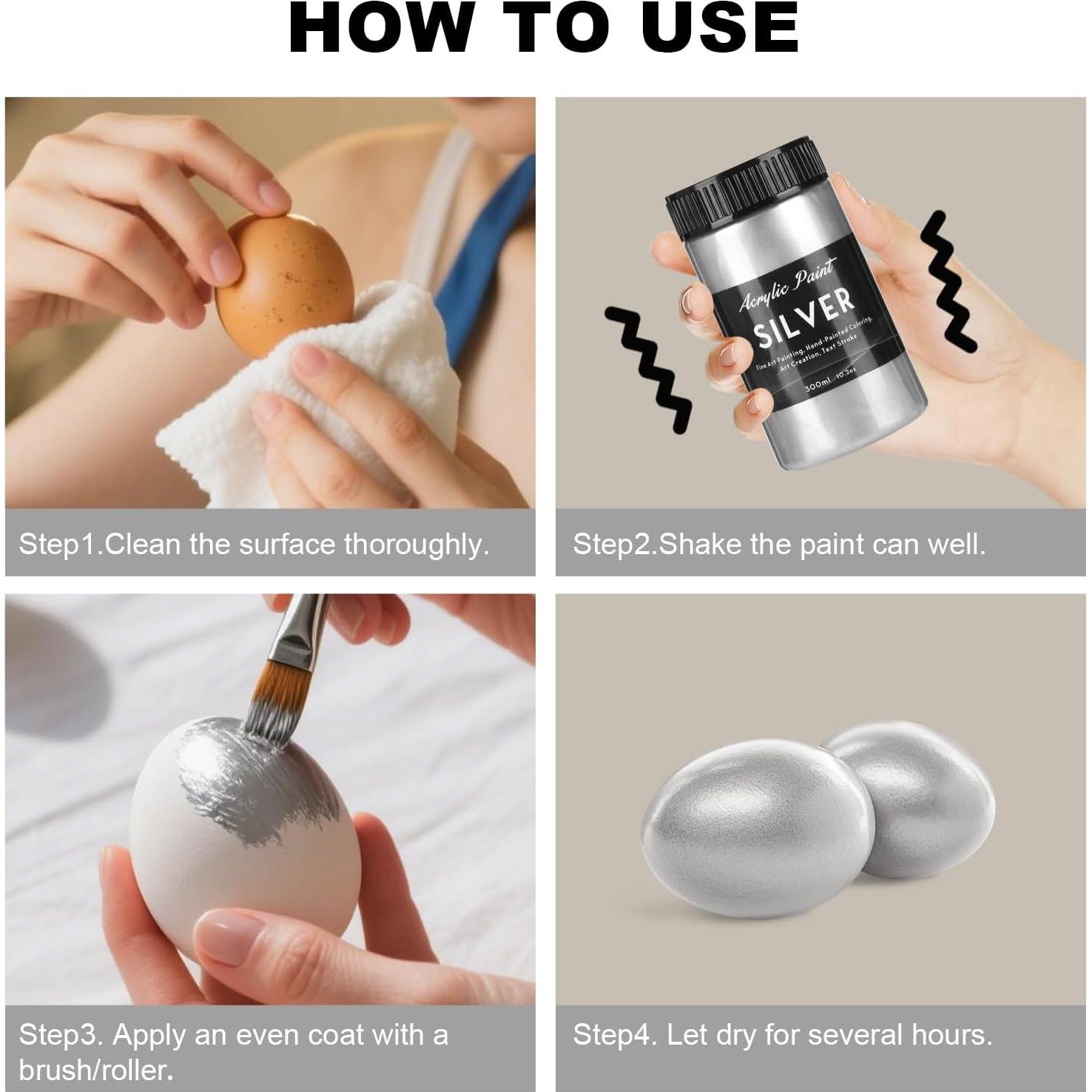 Pintura Acrílica Metálica Plateada Melispapa 300ml Impermeable