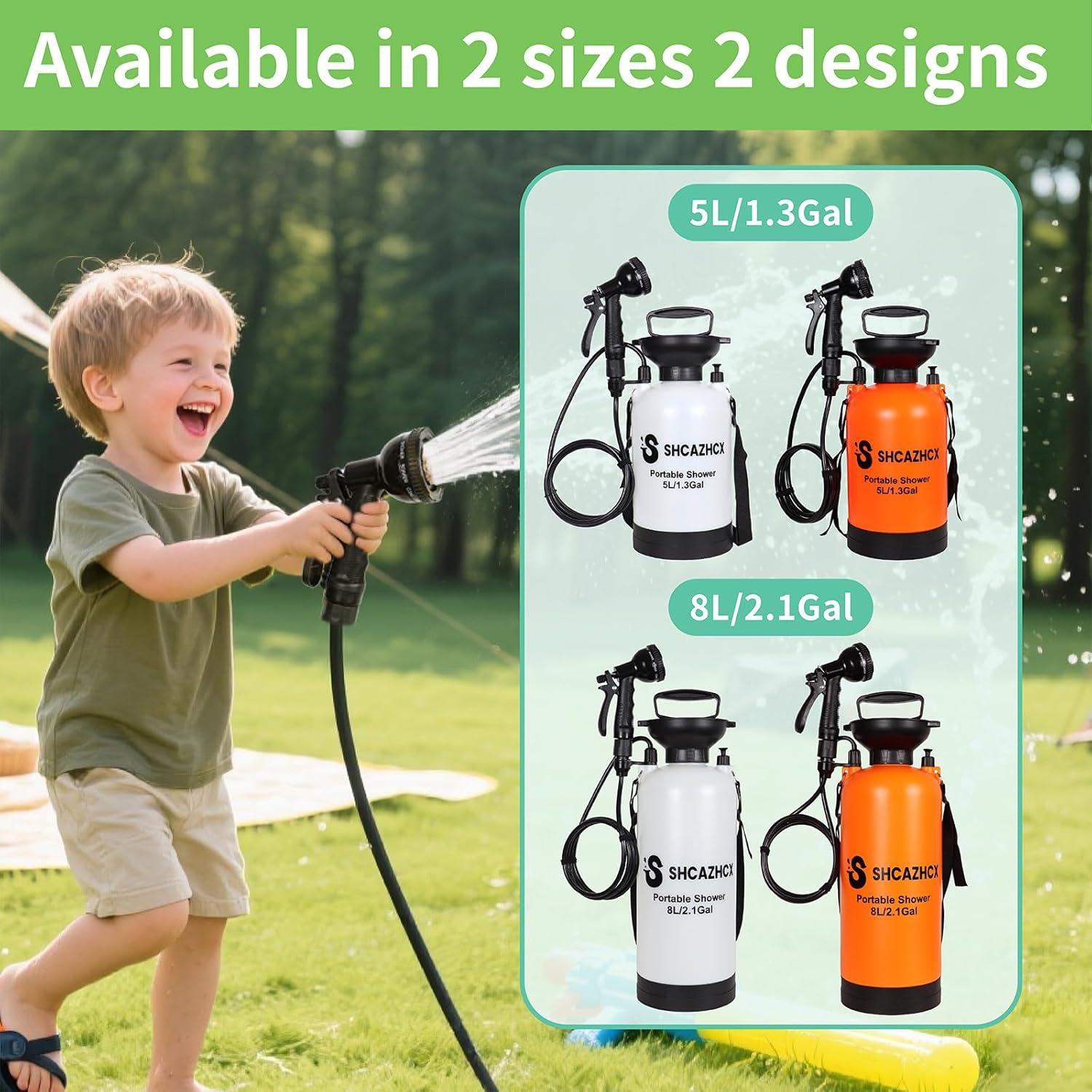 Ducha Portátil 8L Shcazhcx Naranja, 10 Modos, Sin Energía