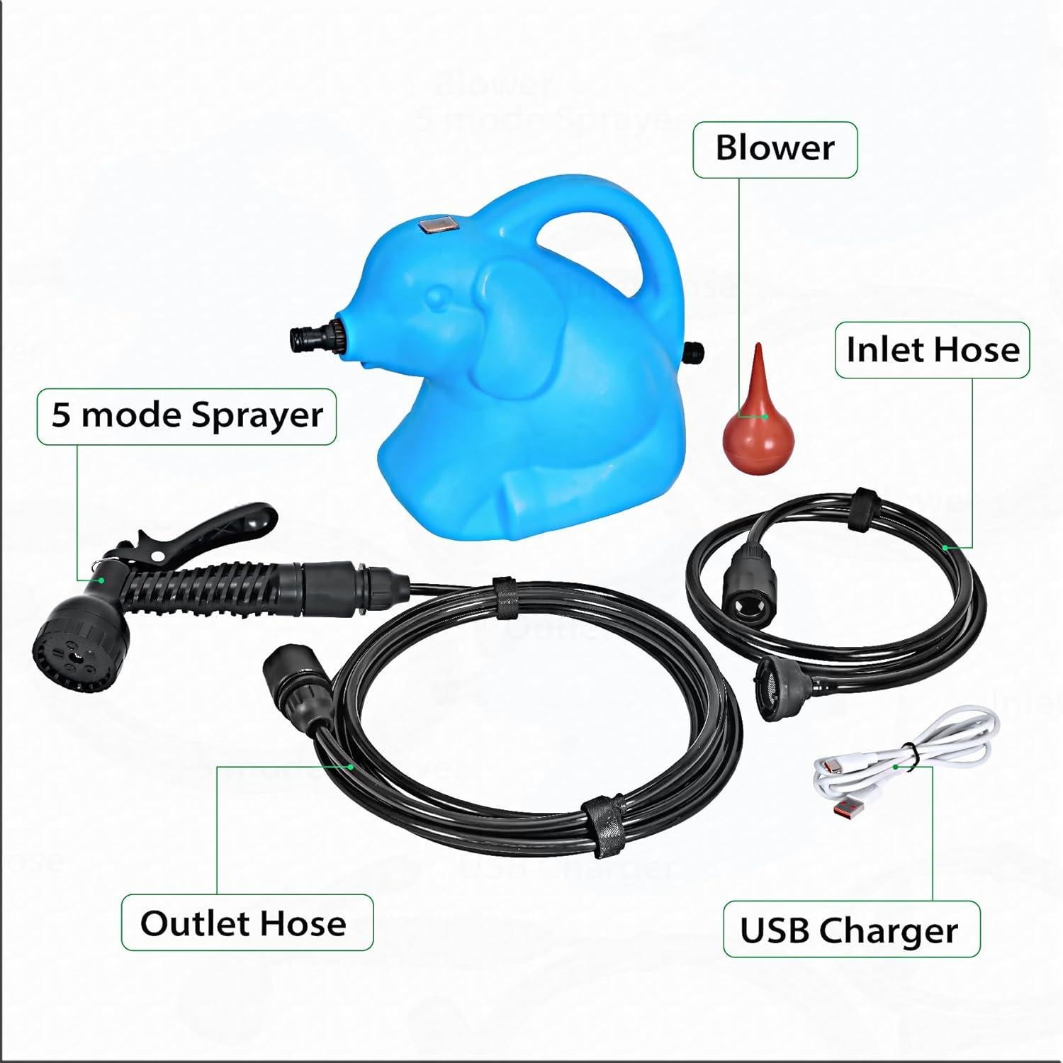 Ducha Portátil VOPCRIM 12V con 5 Modos de Rocío - Azul