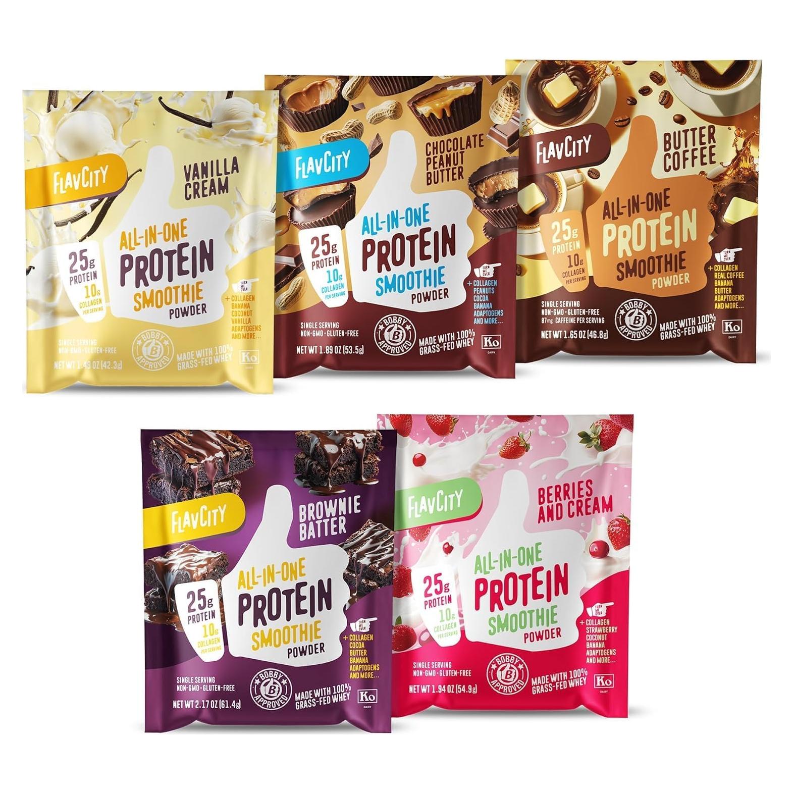 Proteína de Suero FlavCity - 25g Proteína y 10g Colágeno - 5 Porciones