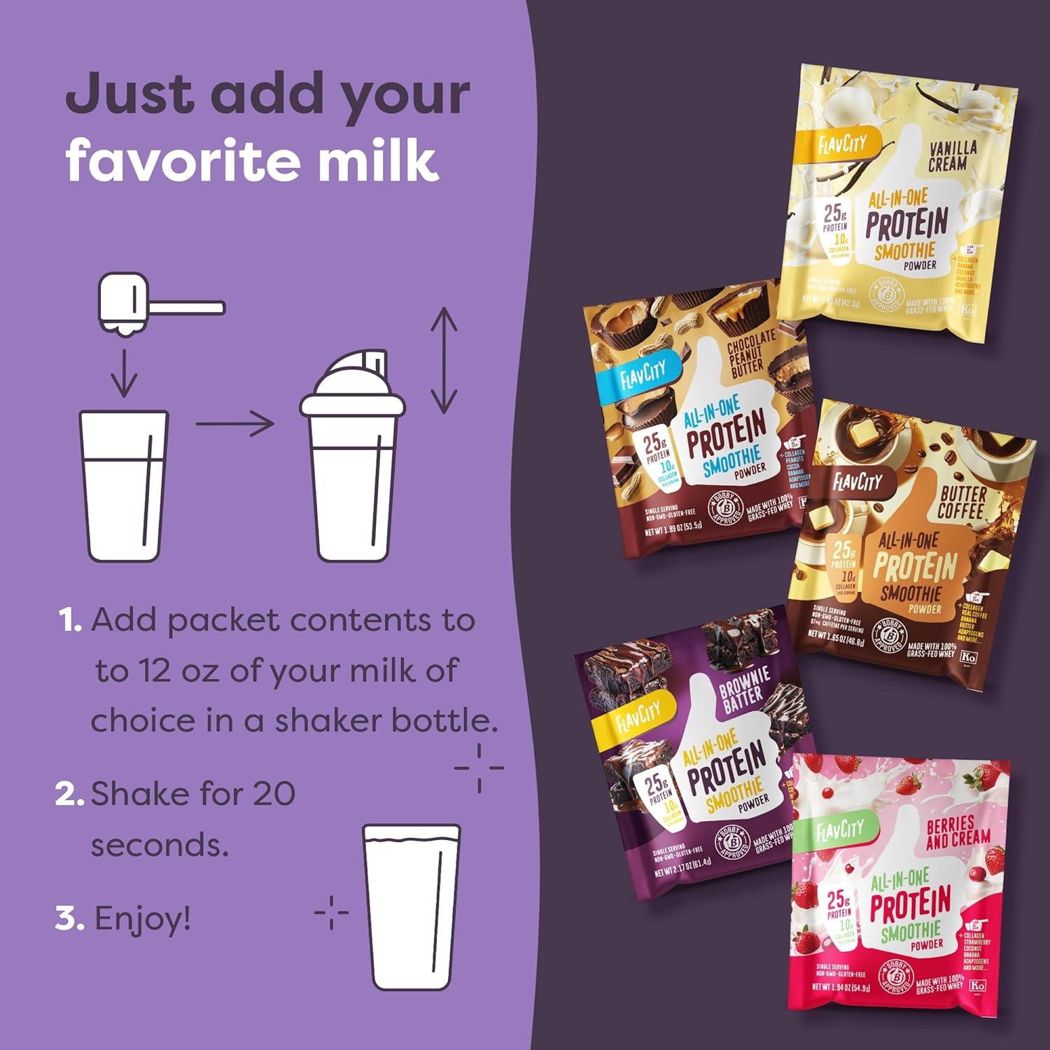 Proteína de Suero FlavCity - 25g Proteína y 10g Colágeno - 5 Porciones