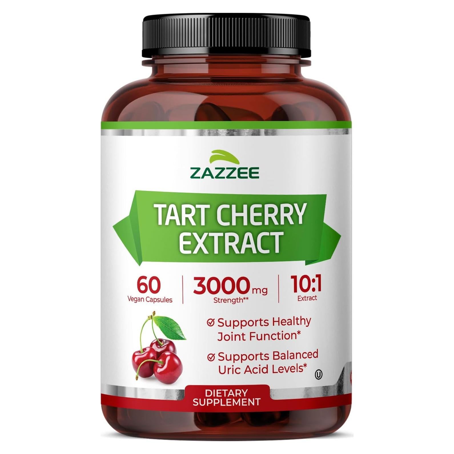 Extracto de Cereza Ácida 10:1 Zazzee 3000 mg 60 Cápsulas Veganas