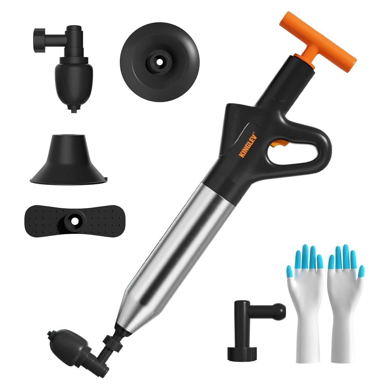 Desatascador de Inodoro KINGLEV HT096 con Bomba de Pie y Guantes