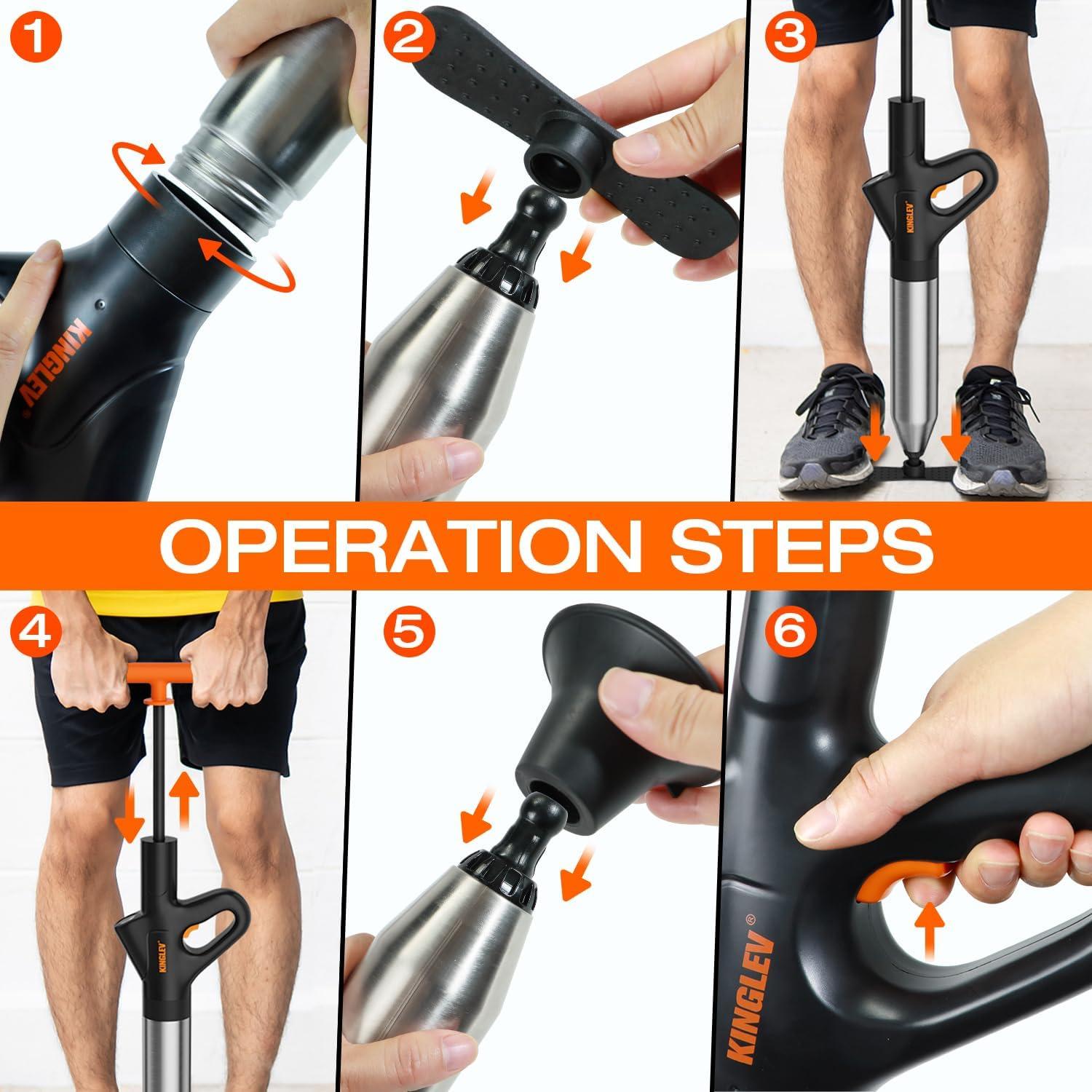 Desatascador de Inodoro KINGLEV HT096 con Bomba de Pie y Guantes