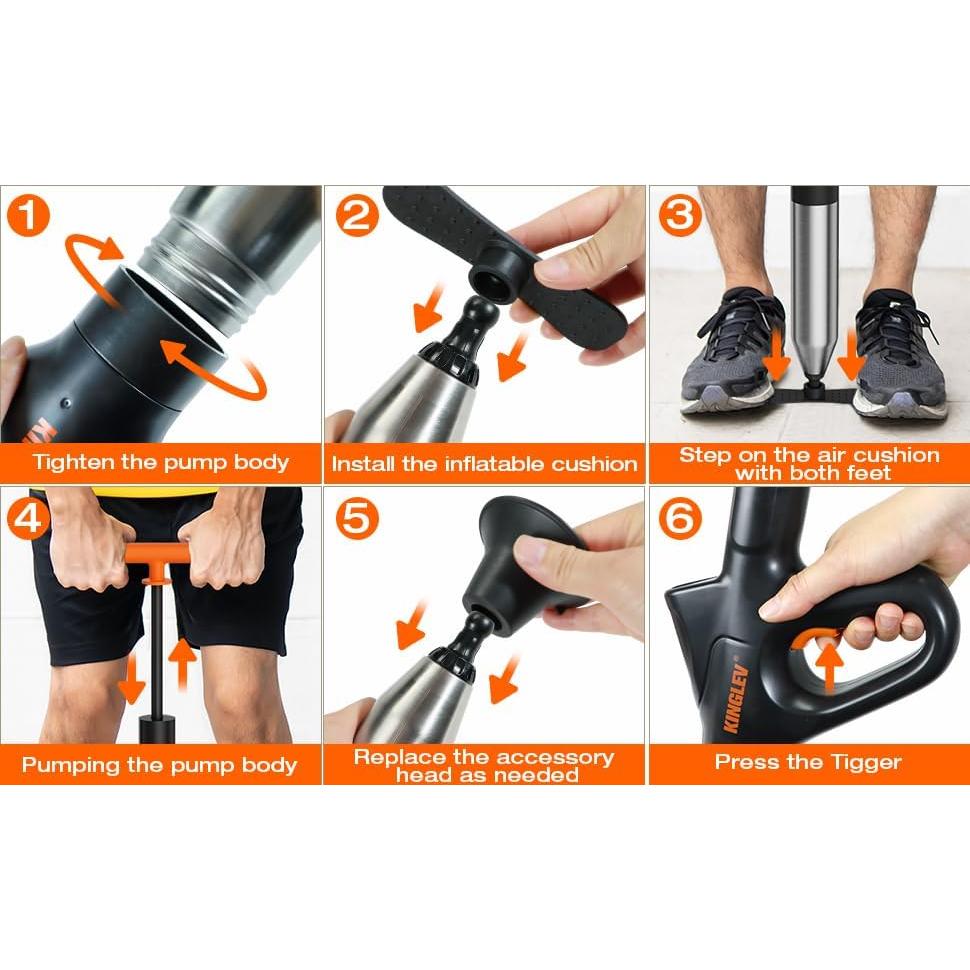 Desatascador de Inodoro KINGLEV HT096 con Bomba de Pie y Guantes