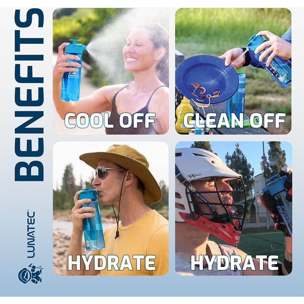 Botella de Agua Lunatec 1000ml con Spray 3-en-1 Azul