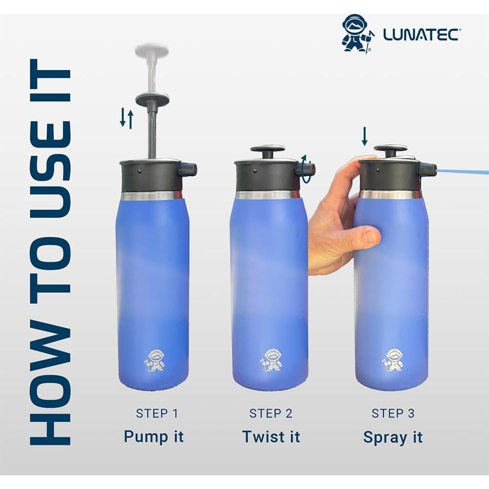 Botella de Agua Lunatec 1000ml con Spray 3-en-1 Azul