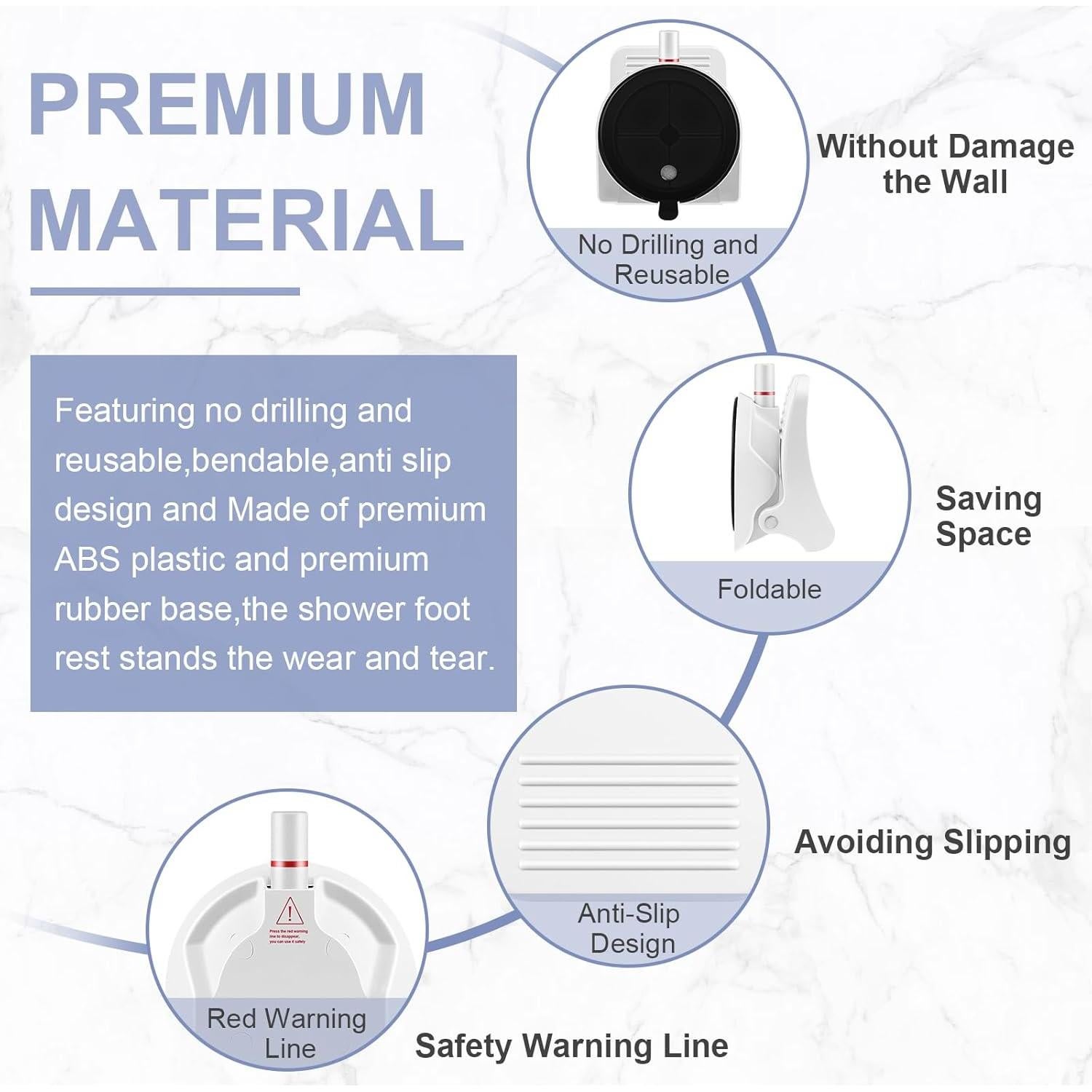 Reposapiés de Ducha Antideslizante FLAVOCAL Plegable 0.48kg