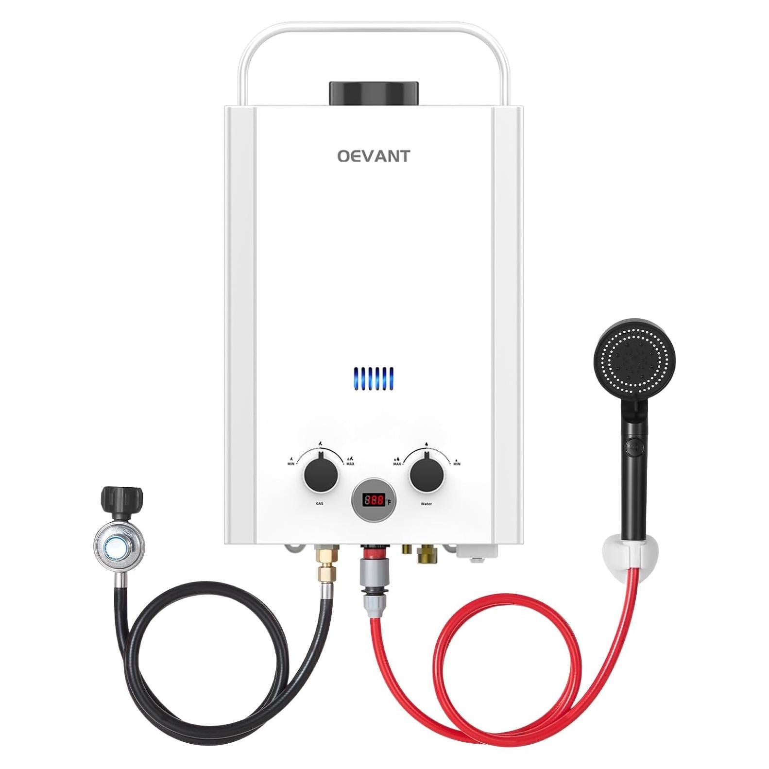 Calentador de Agua a Gas Propano OEVANT 6L Portátil Blanco