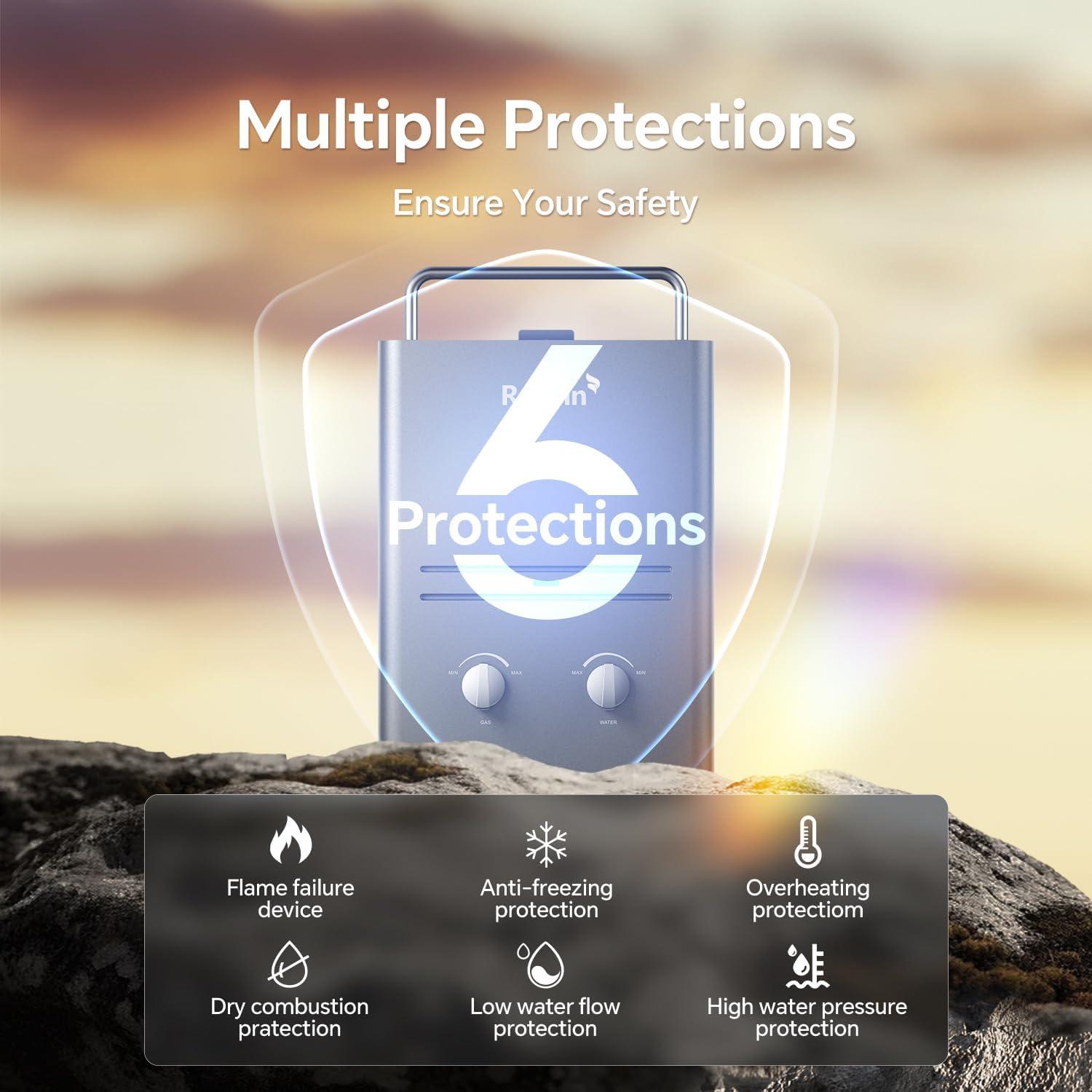 Calentador de Agua Portátil Ranein 5L Propano 41,000 BTU