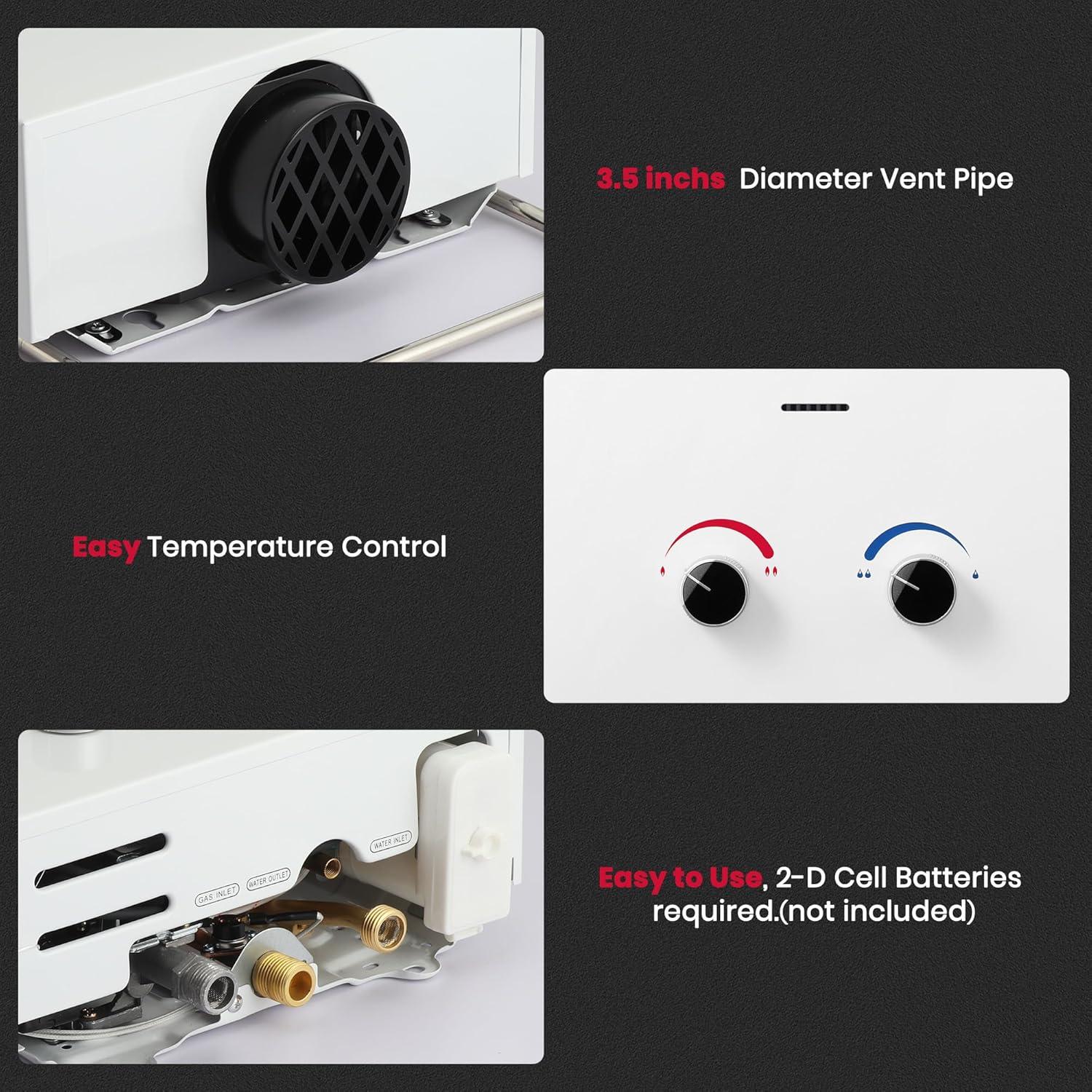 Calentador de Agua a Gas Portátil GASLAND BS158 6L 1.58GPM