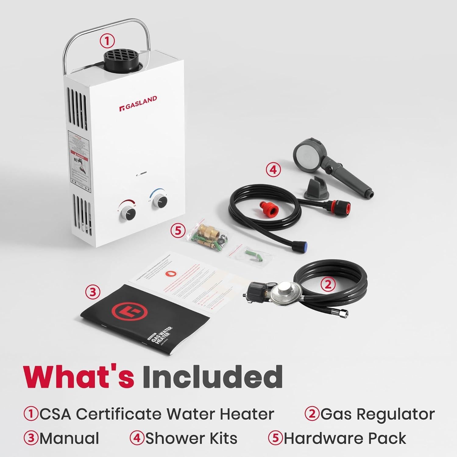 Calentador de Agua a Gas Portátil GASLAND BS158 6L 1.58GPM