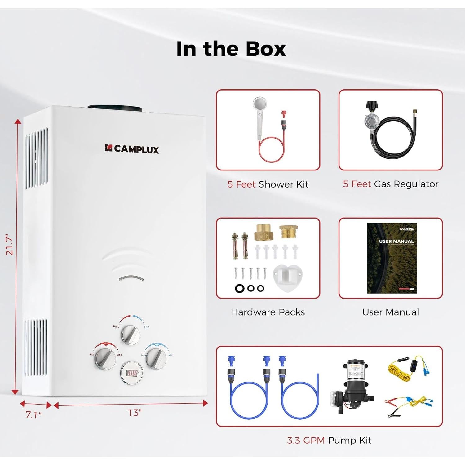 Calentador de Agua a Gas Propano Camplux 10LPM 68000BTU