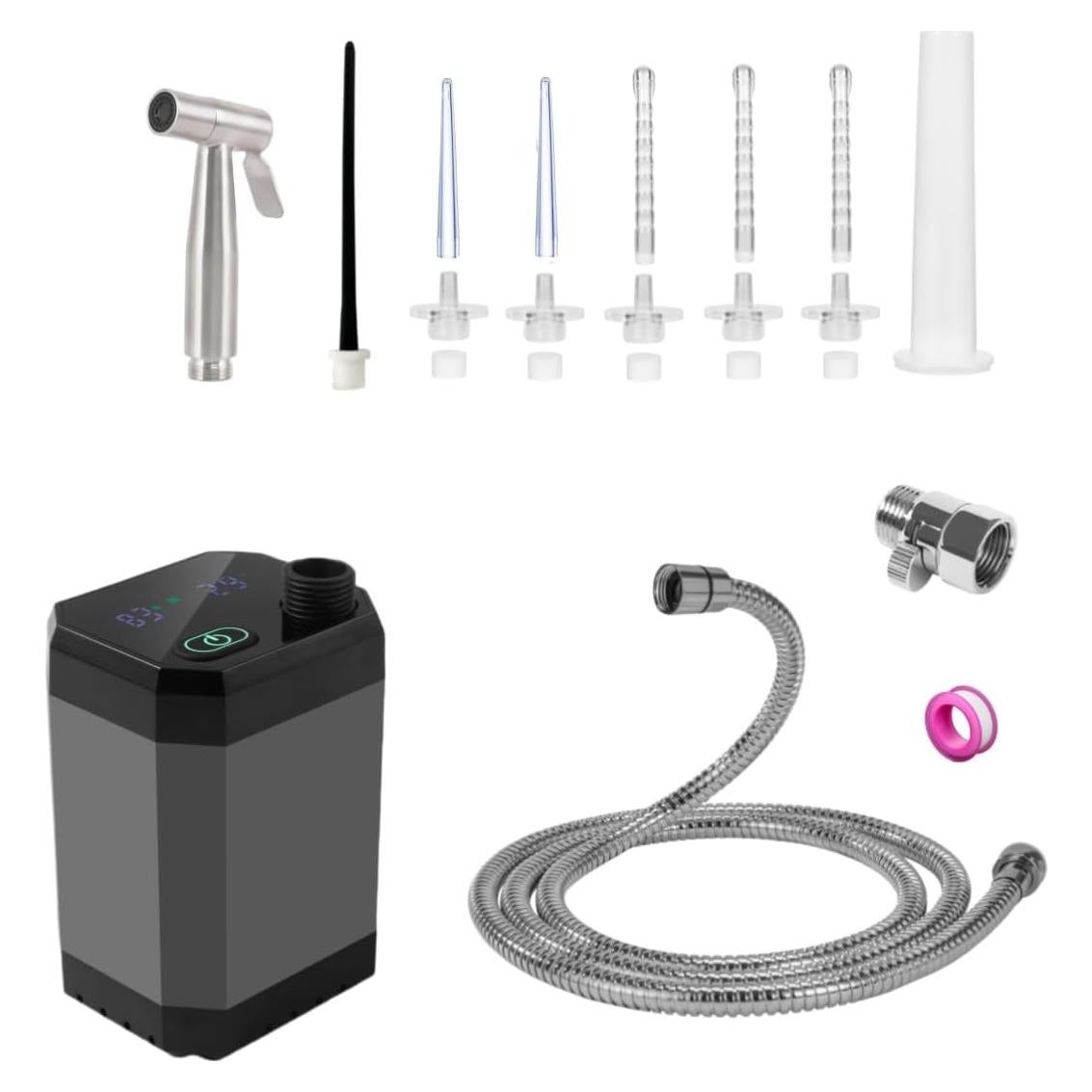 Sistema de Enema Portátil Ninximi con 6 Boquillas y Manguera 1.75m