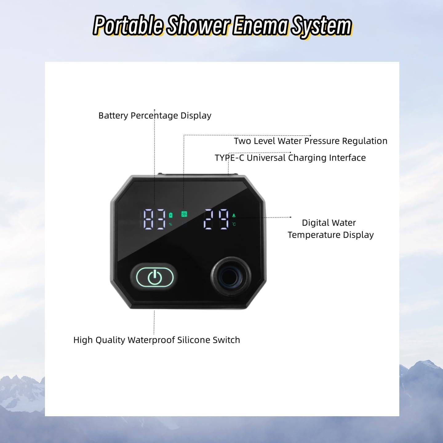 Sistema de Enema Portátil Ninximi con 6 Boquillas y Manguera 1.75m