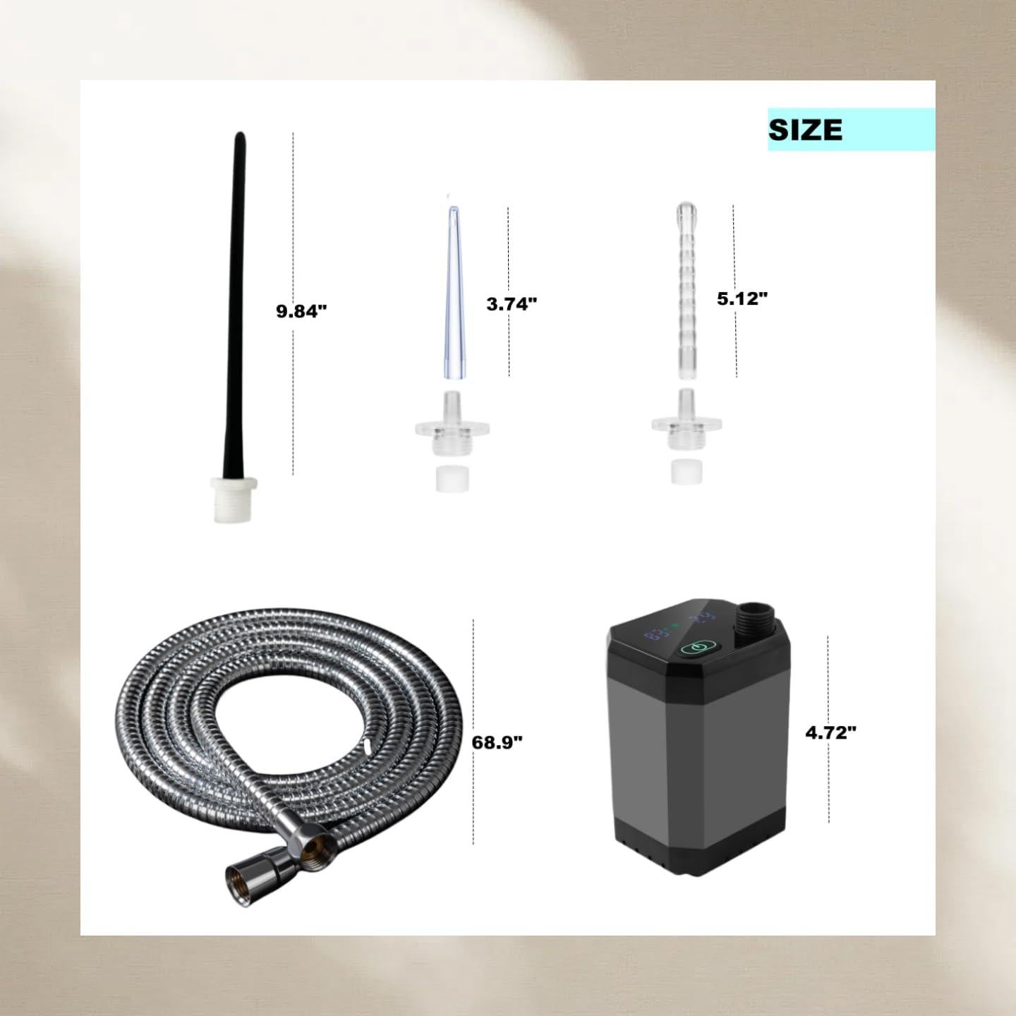 Sistema de Enema Portátil Ninximi con 6 Boquillas y Manguera 1.75m