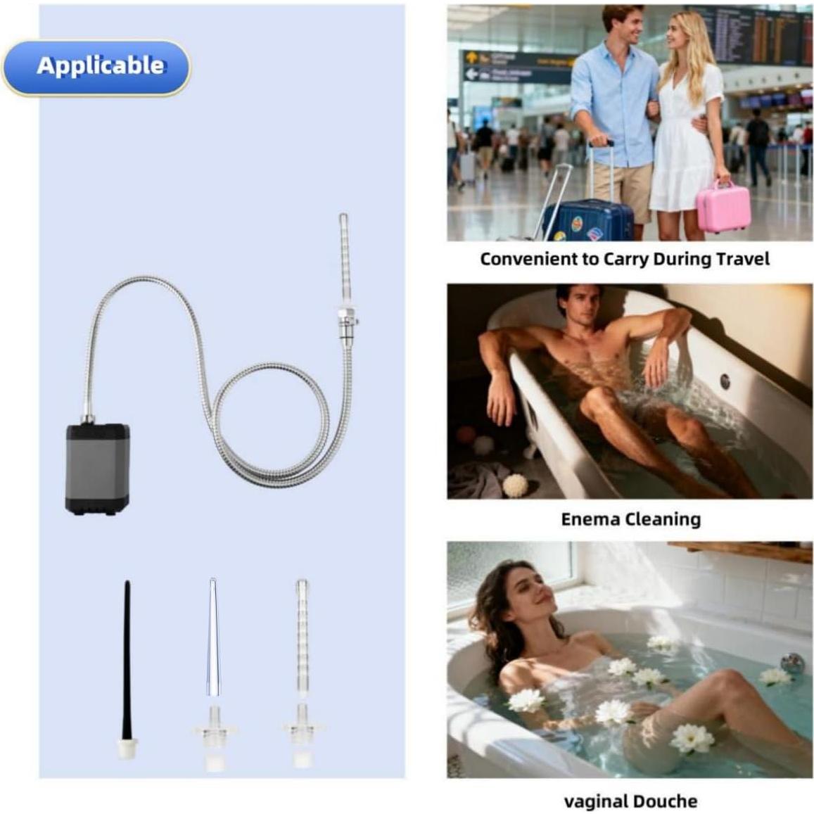 Sistema de Enema Portátil Ninximi con 6 Boquillas y Manguera 1.75m