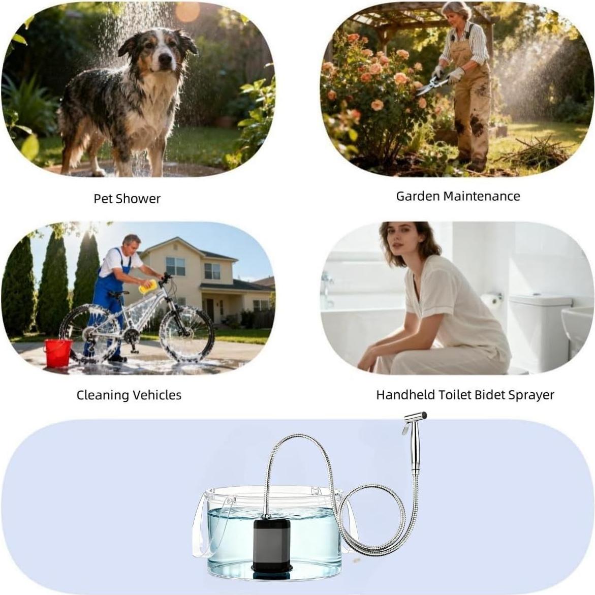 Sistema de Enema Portátil Ninximi con 6 Boquillas y Manguera 1.75m