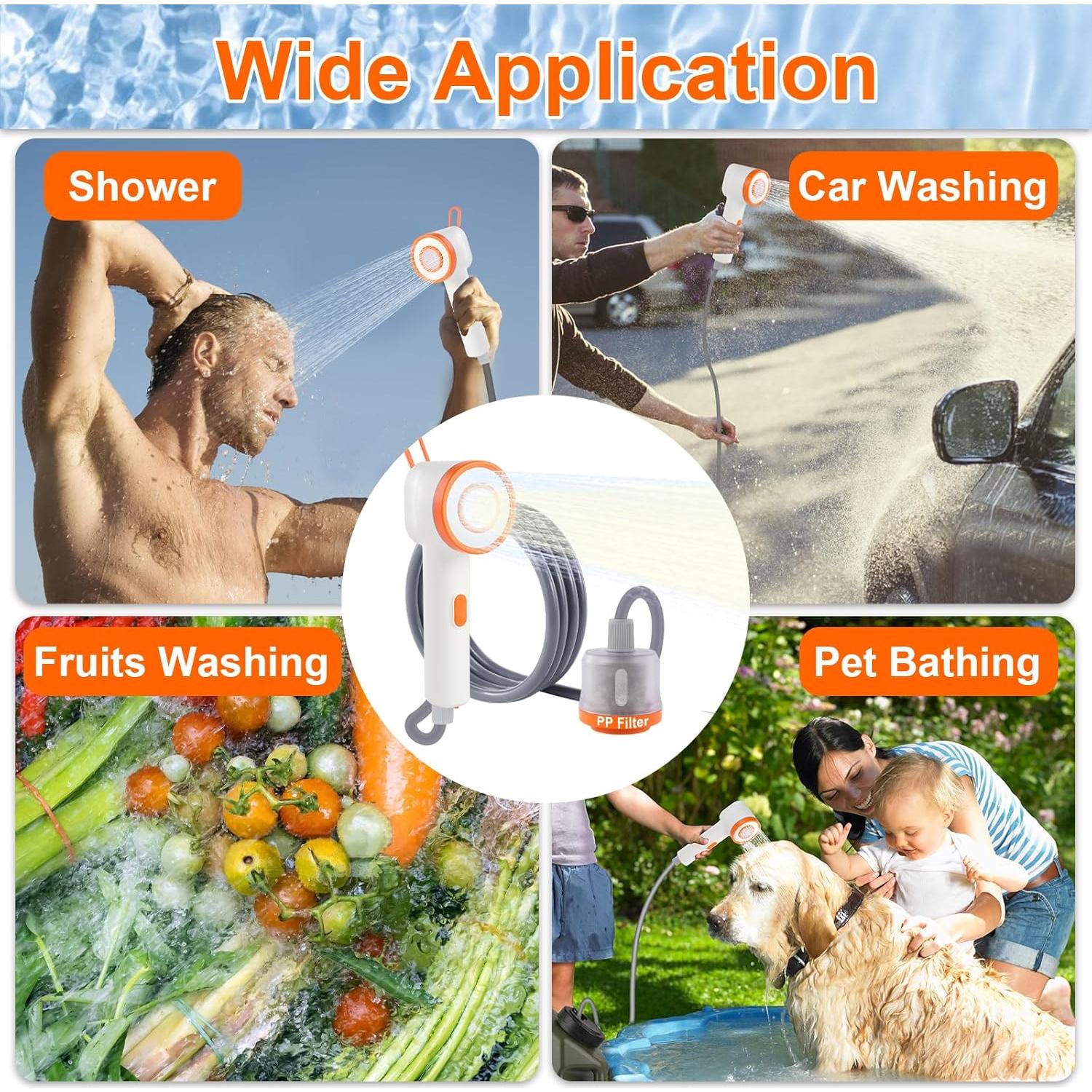 Ducha de Camping Portátil Brarvagur con Filtro y Luz LED