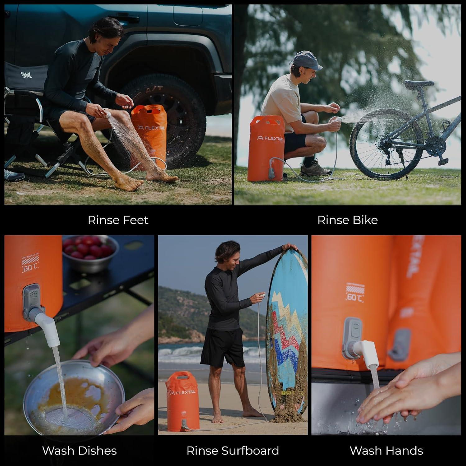 Cubo de Ducha Portátil FLEXTAILGEAR 20L con Bomba Eléctrica