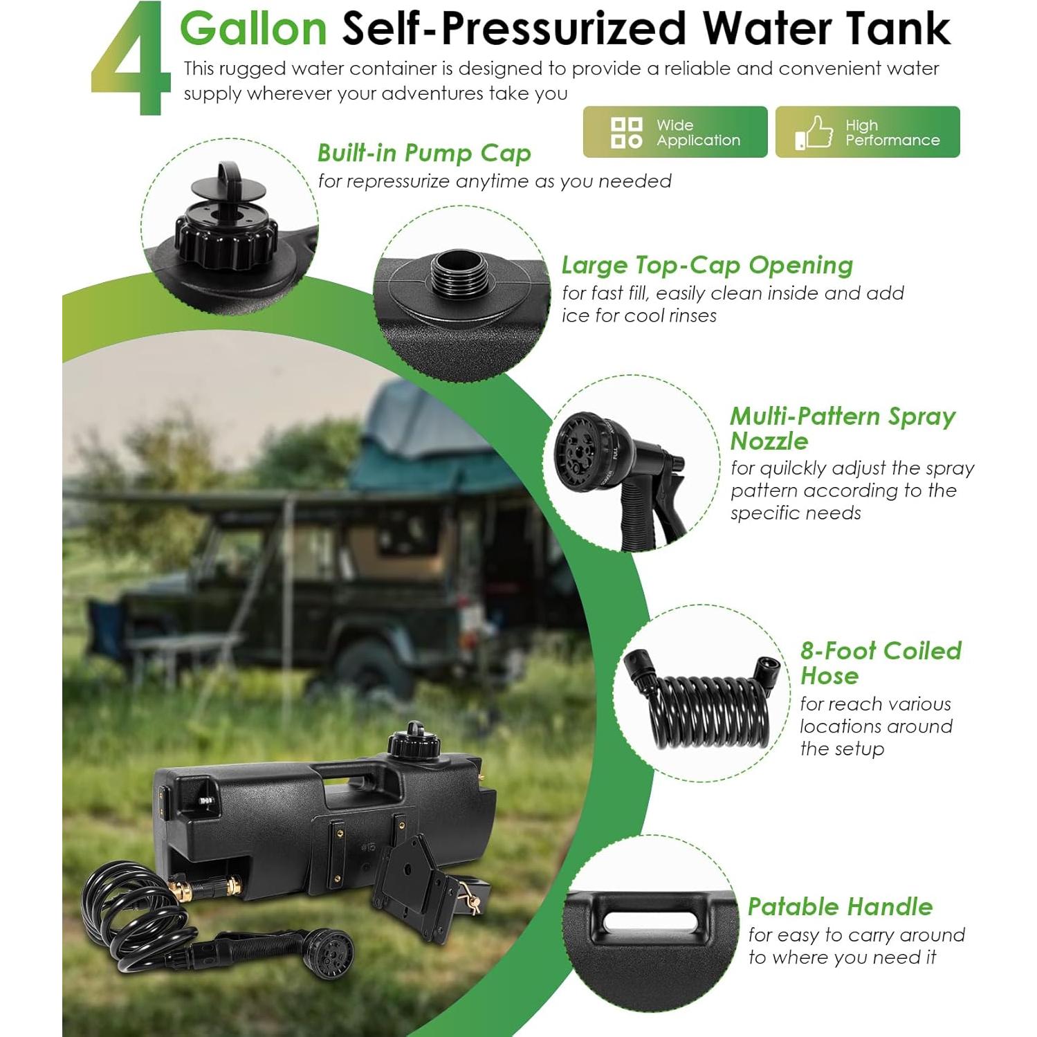 Tanque de Agua Autopresurizado 15.14L Yoursme para Camping