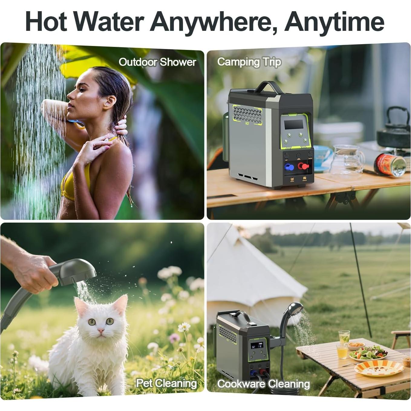 Calentador de Agua Portátil Jocoevol a Propano 20,000 BTU