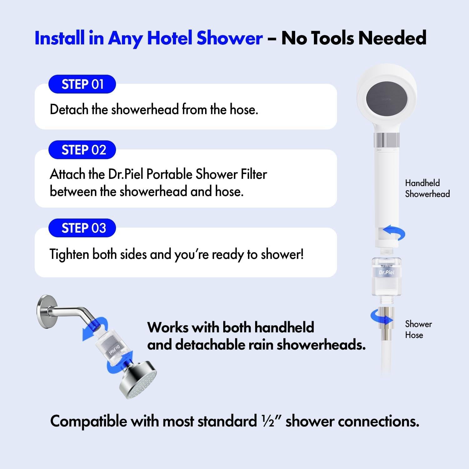 Filtro de Ducha Dr. Piel - Compacto y Ligero para Viajes