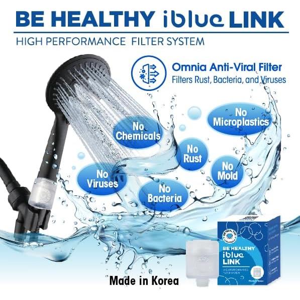 Filtro de Ducha Be Healthy iBlue Link con Filtro Omnia - Agua Pura