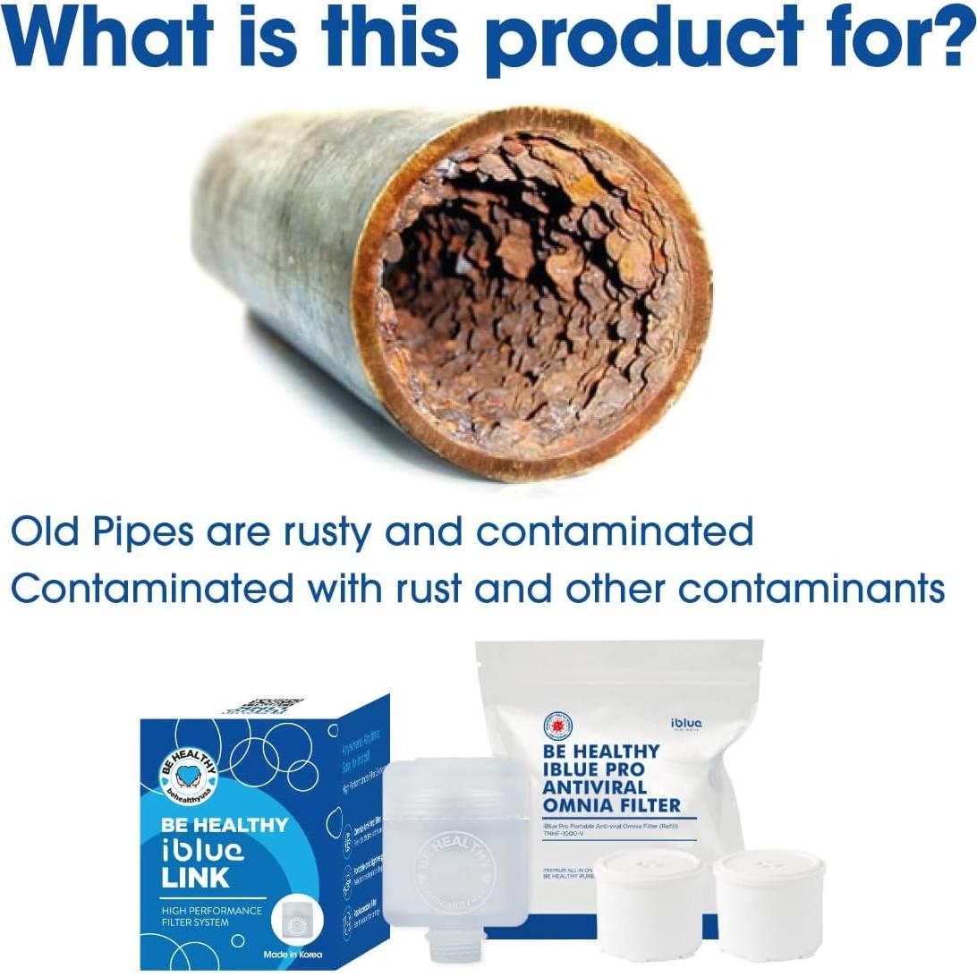 Filtro de Ducha Be Healthy iBlue Link con Filtro Omnia - Agua Pura